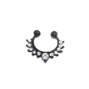 Faux Septum Ring in Black + Jewels